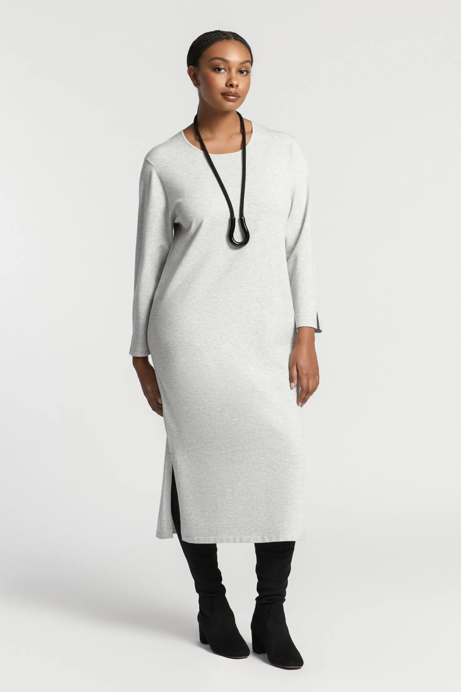 lange_gebreide_jurk_met_split_5.webp DAMES Xandres Lange gebreide jurk met split